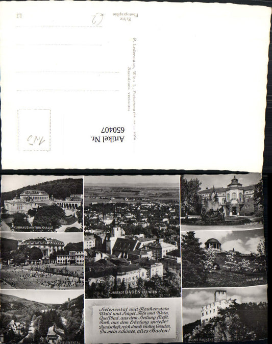 650407,Mehrbild Ak Baden b. Wien Kurhaus Kurpark Helenental Ruine Rauhenstein