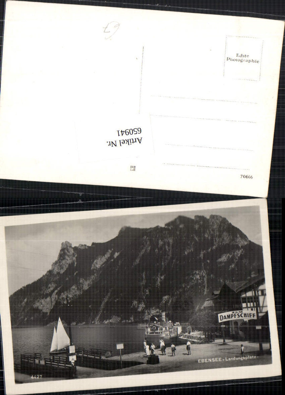 650941, Ebensee on Lake Traunsee, steamship, landing stage