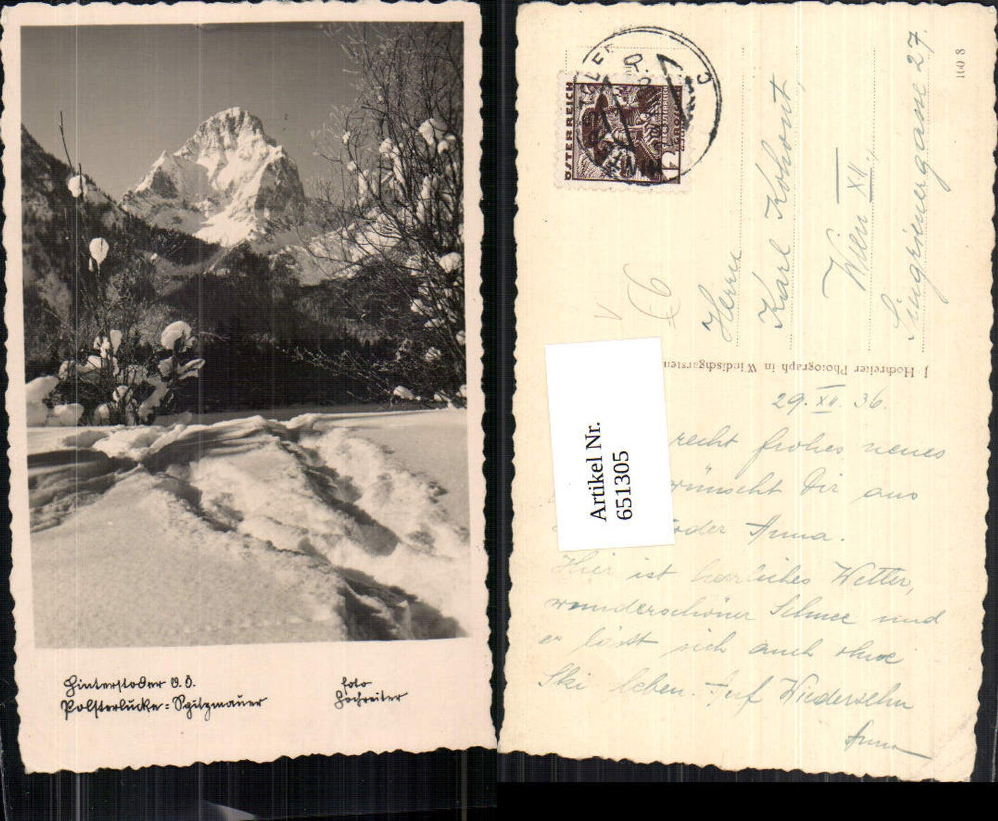 651305, Photo Ak Hinterstoder Polsterlucke Spitzmäuer Winter pub J. Hochreiter