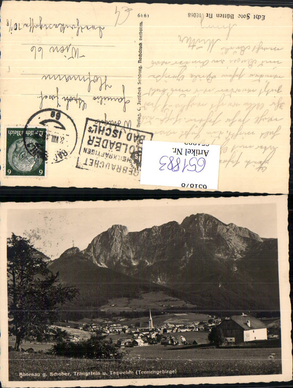 651883, Abtenau g. Schober Traunstein u. Tagweide Tennengebirge