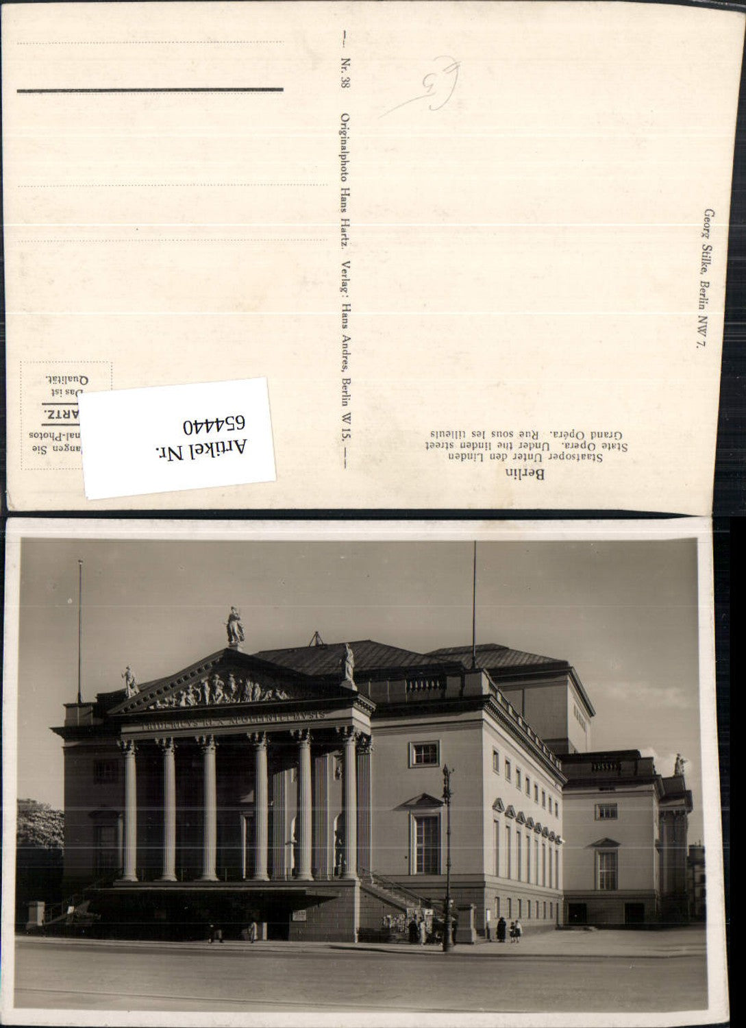 654440, Photo Ak Berlin State Opera Opera Unter den Linden