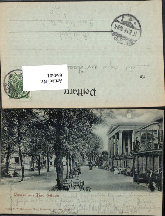 654501, Lithograph Bad Eilsen Moon Moonlight