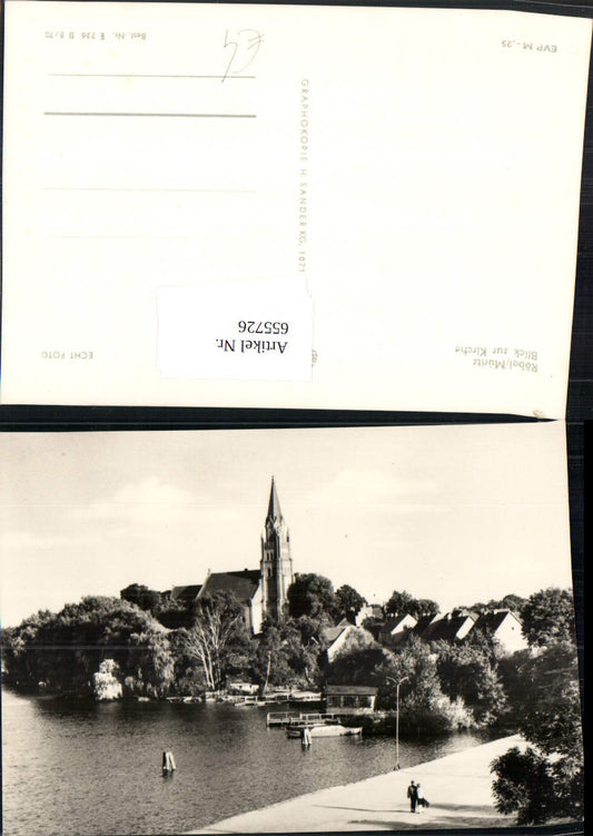 655726,Foto Ak Röbel Müritz Blick zur Kirche