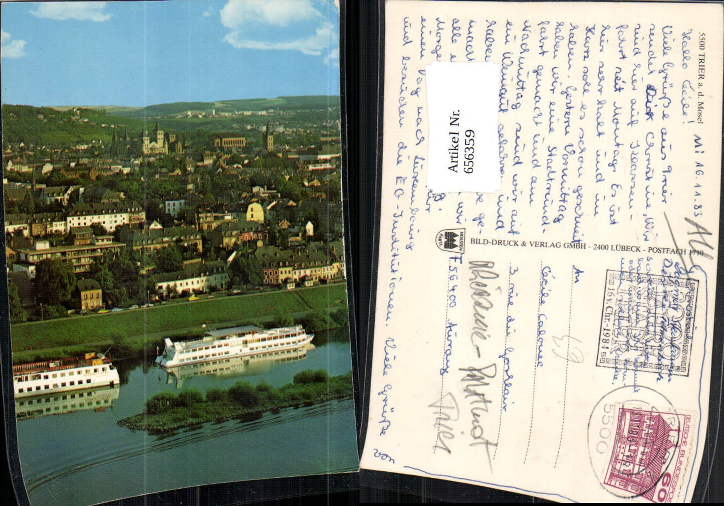 656359, Trier on the Moselle, view with ships and steamers