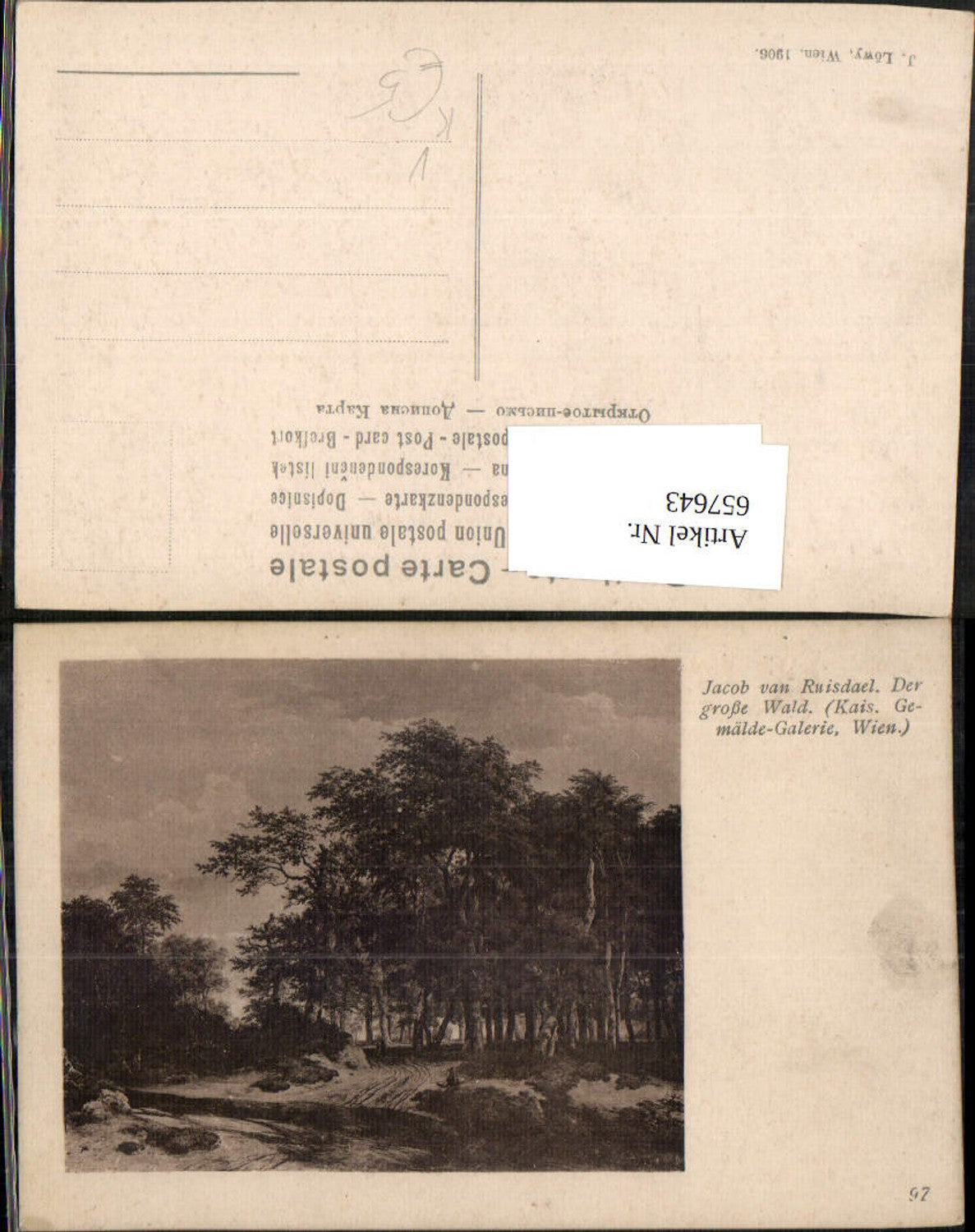 657643,Künstler AK Jacob van Ruisdael Der große Wald pub J. Löwy 97