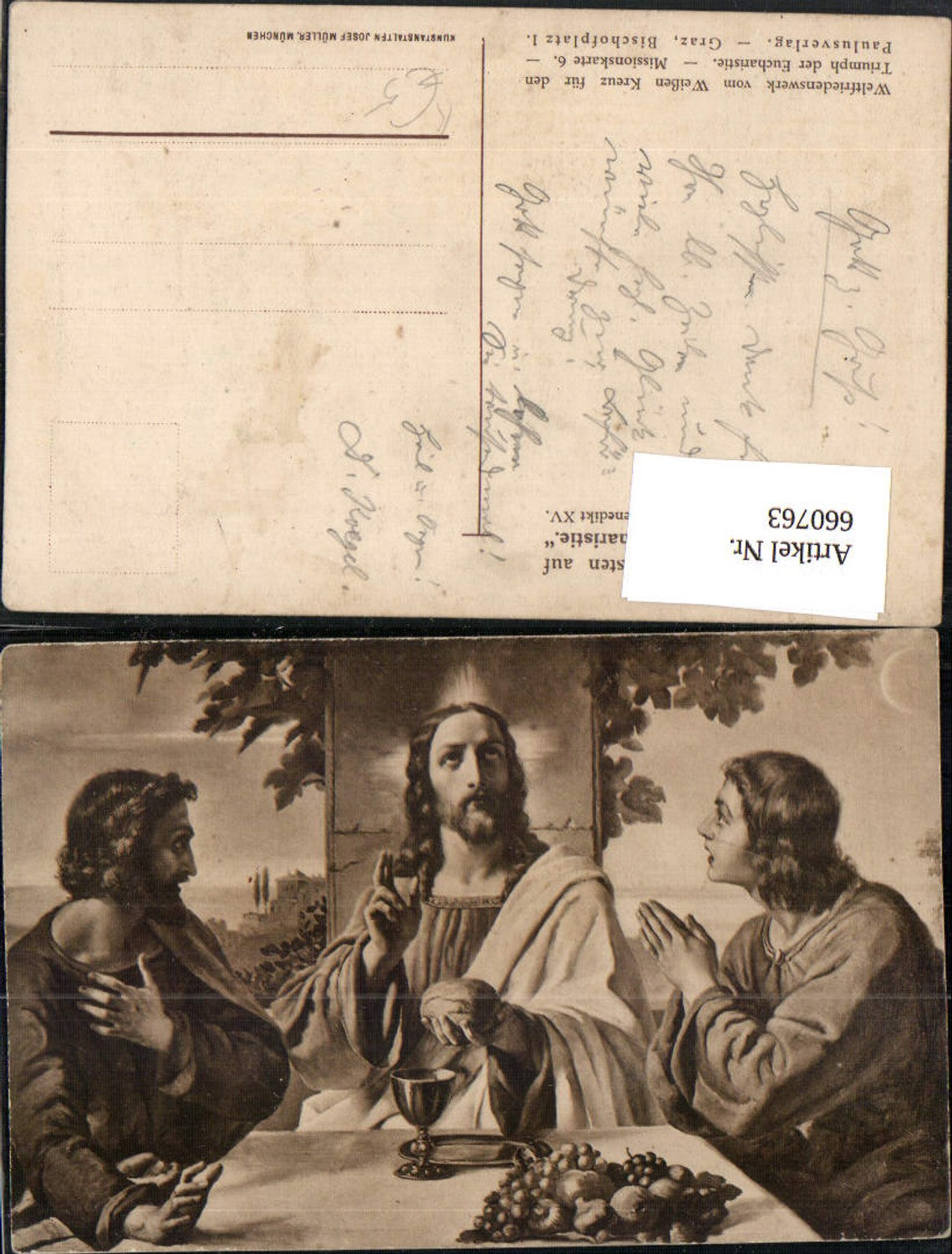 660763,Künstler Ak Die hl. Eucharistie Paradies der Christen Jesus Religion