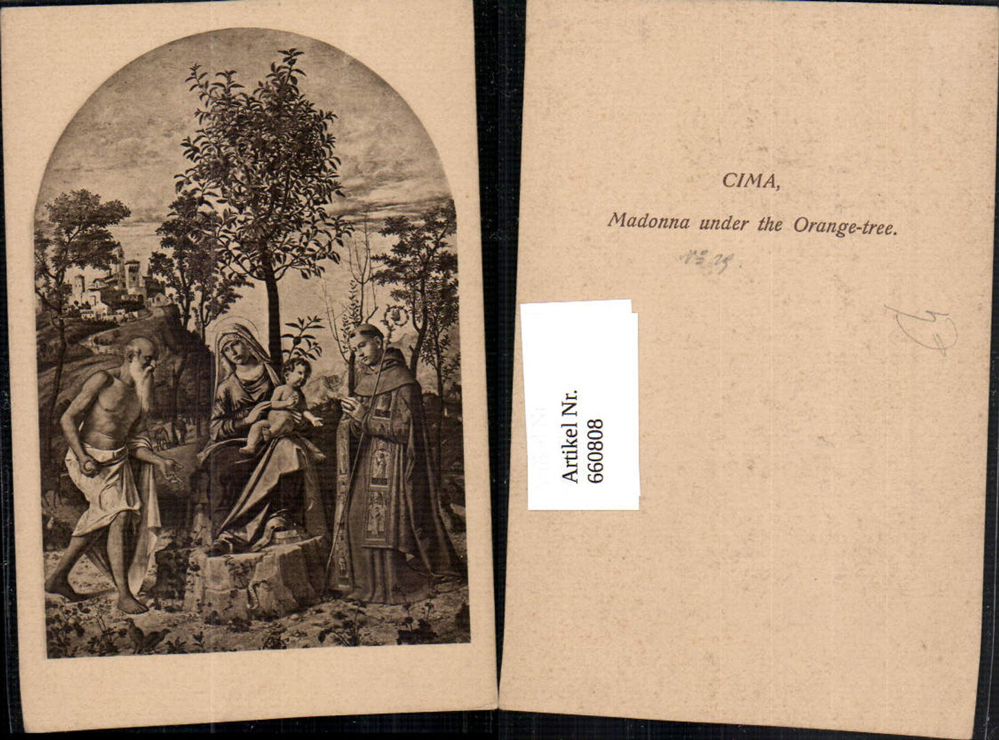 660808,Künstler Ak Cima Madonna under the Orange-Tree Religion
