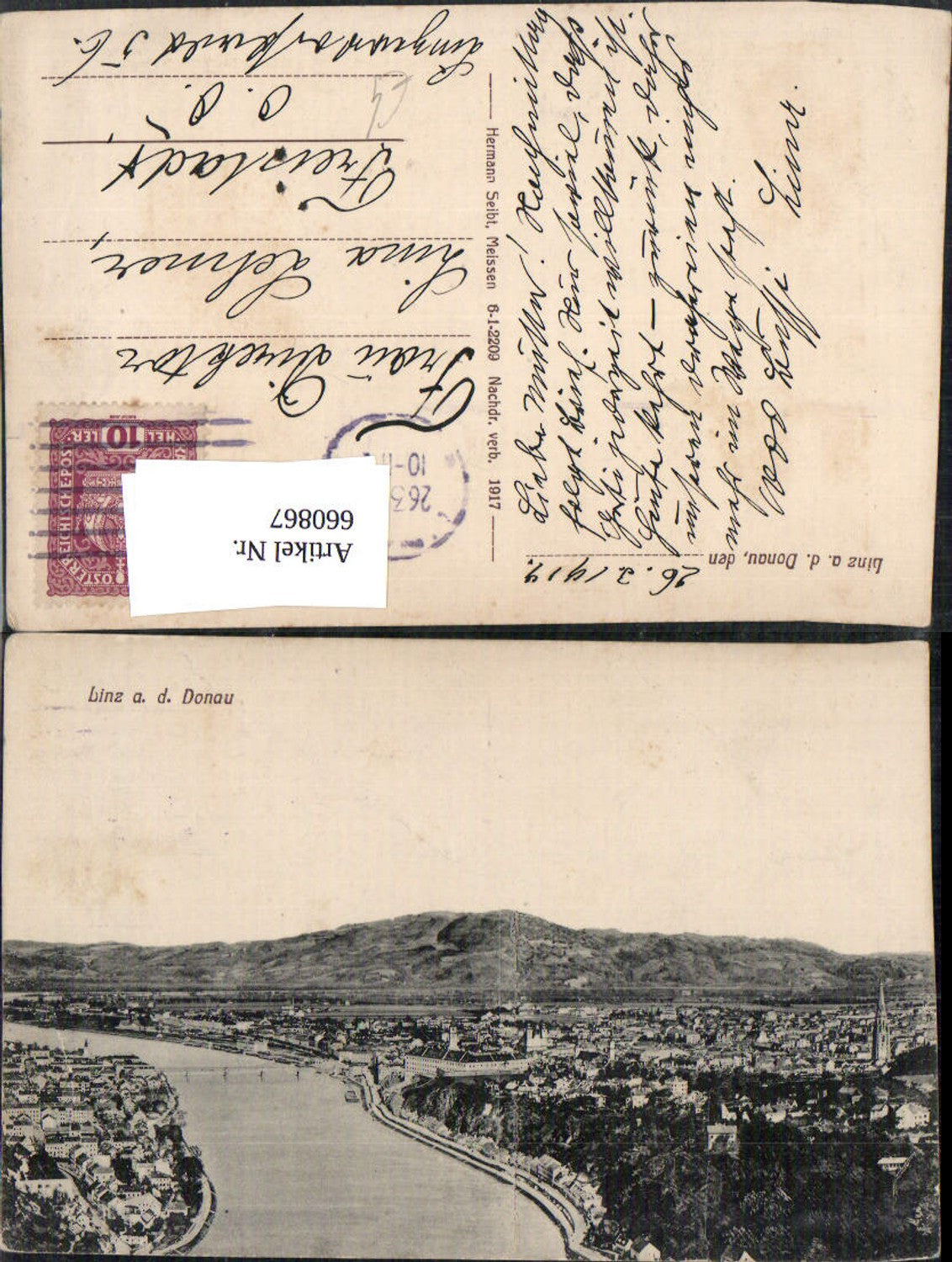 660867, Linz on the Danube, view 1919