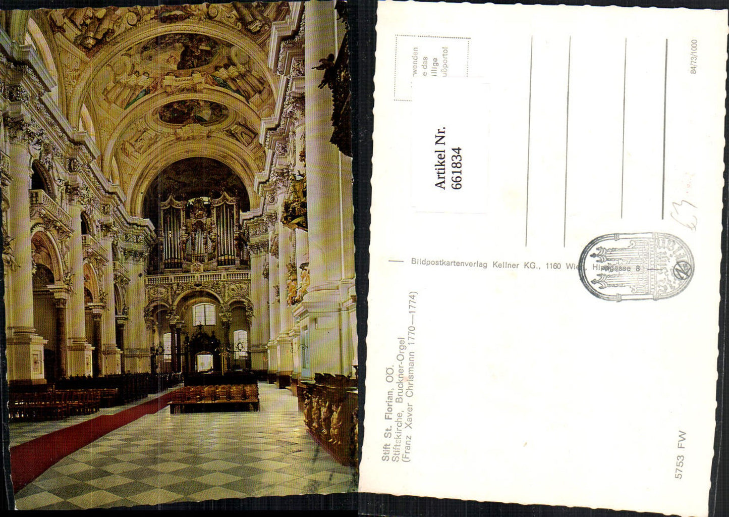 661834, St. Florian Monastery Interior view of the Bruckner organ