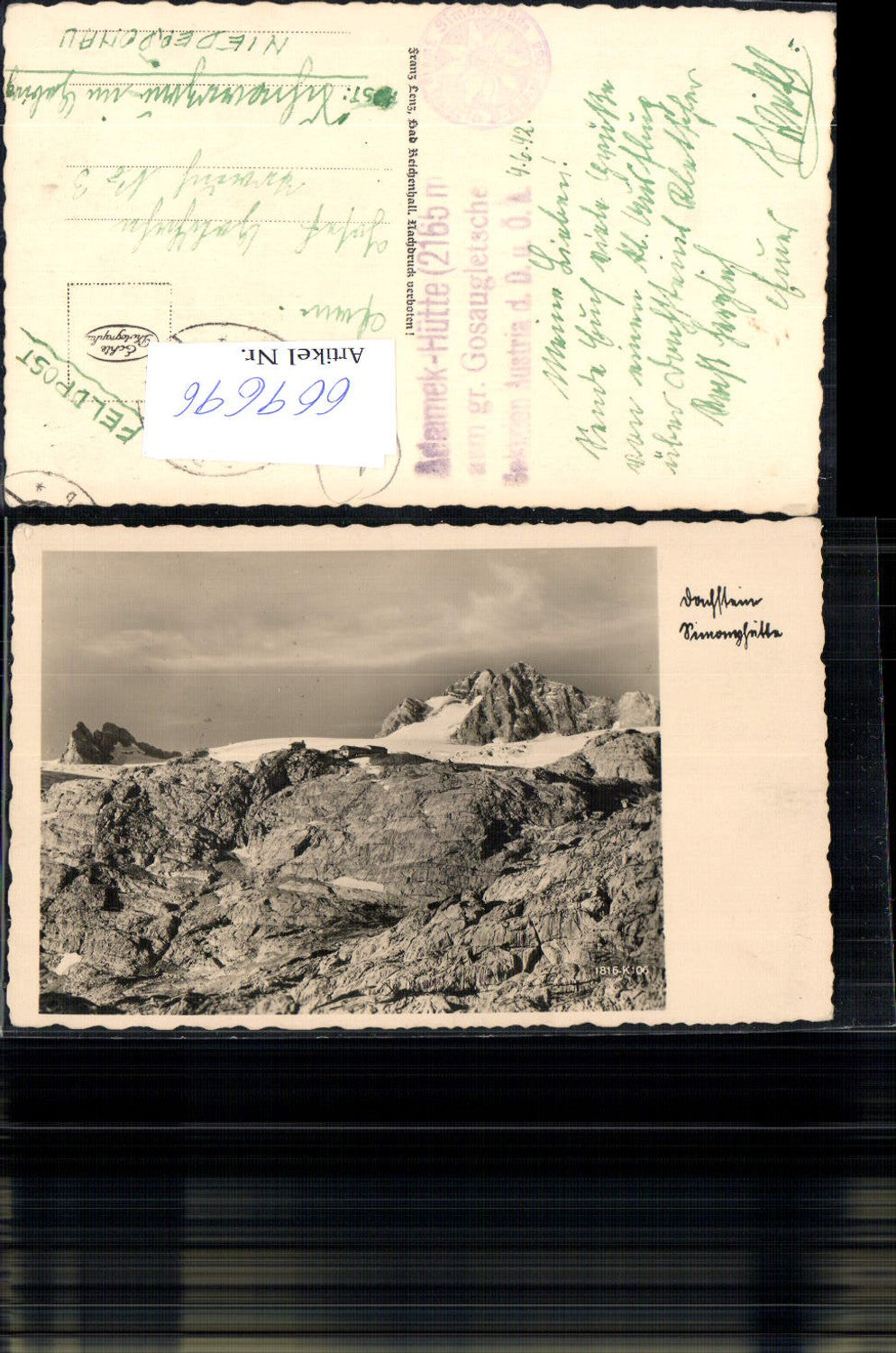 669696, Photo Ak Dachstein Simonyhütte Hallstatt