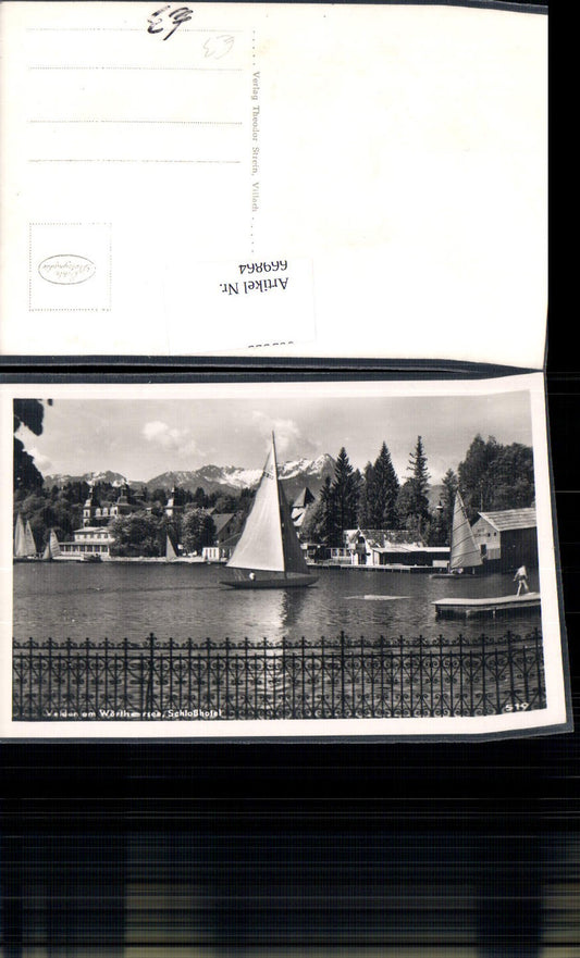 669864,Foto Ak Velden a. Wörthersee Schlosshotel Segelboot Segeln Sport