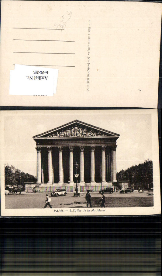 669865,Foto Ak Paris L Eglise de la Madeleine Kirche Bauwerk Automobile France