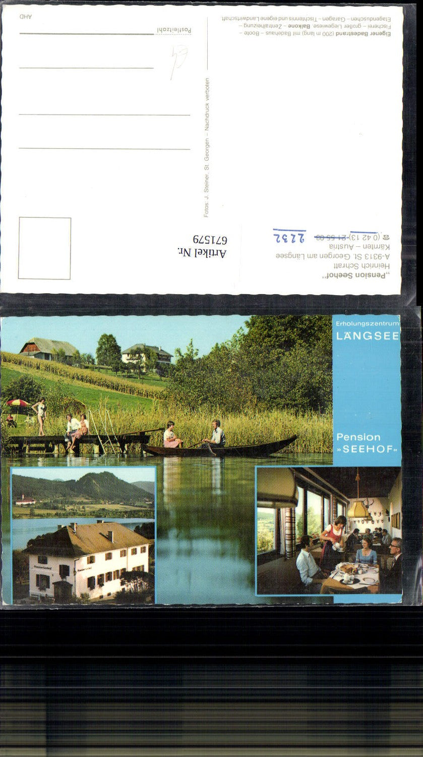 671579, Multi-image postcard St. Georgen am Längsee Pension Seehof rowing boat