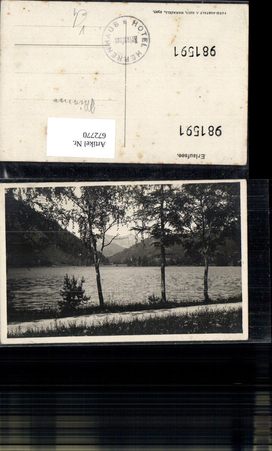 672770, Photo Ak Erlaufsee View Shore Trees Mitterbach am Erlaufsee pub J. Kuss 1927