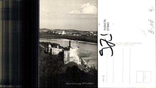 673843, Photo Ak Ruine Weitenegg Leiben View of Melk Abbey on the Danube