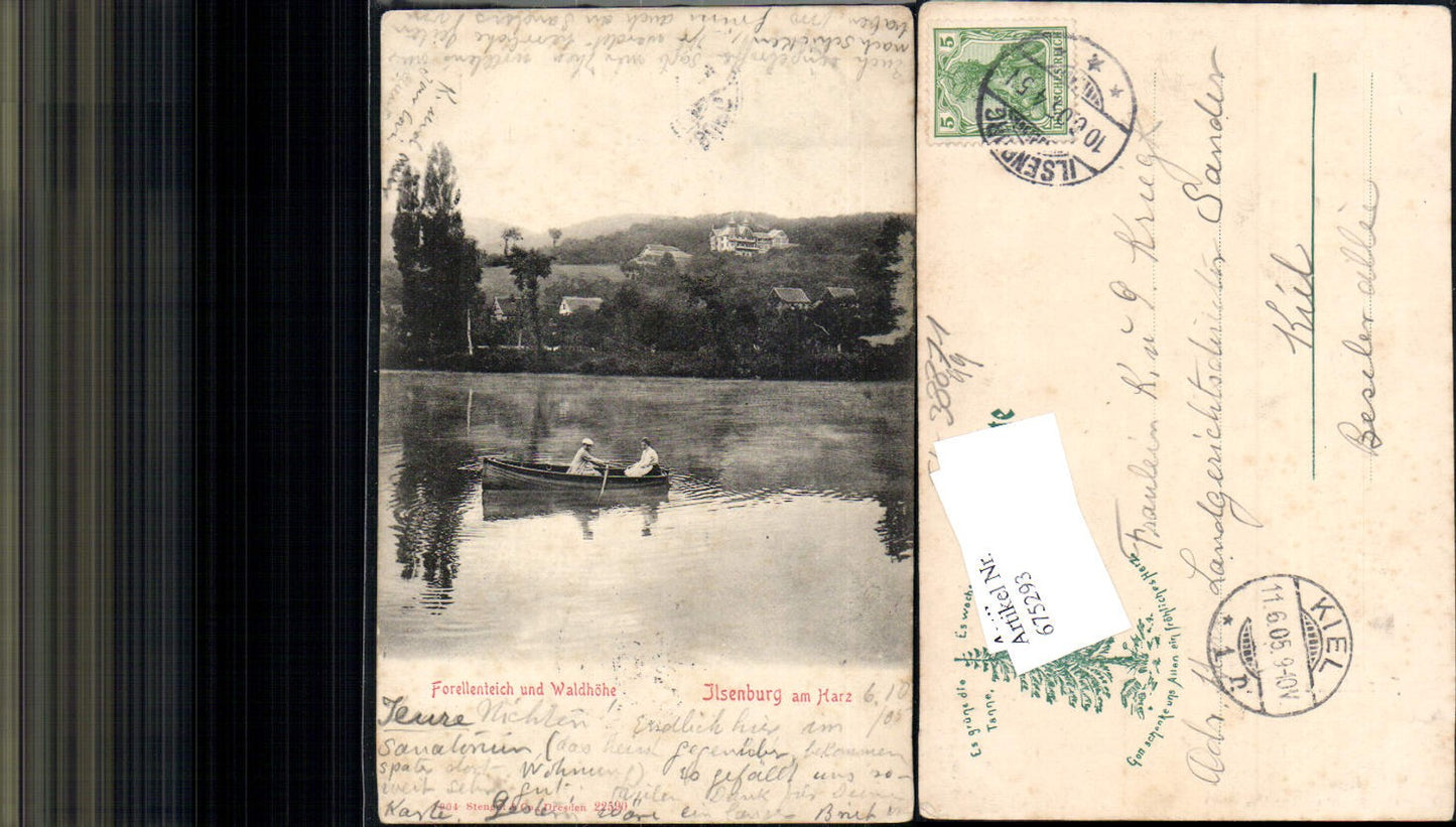 675293, Ilsenburg im Harz Trout Pond Waldhöhe Boat 1904