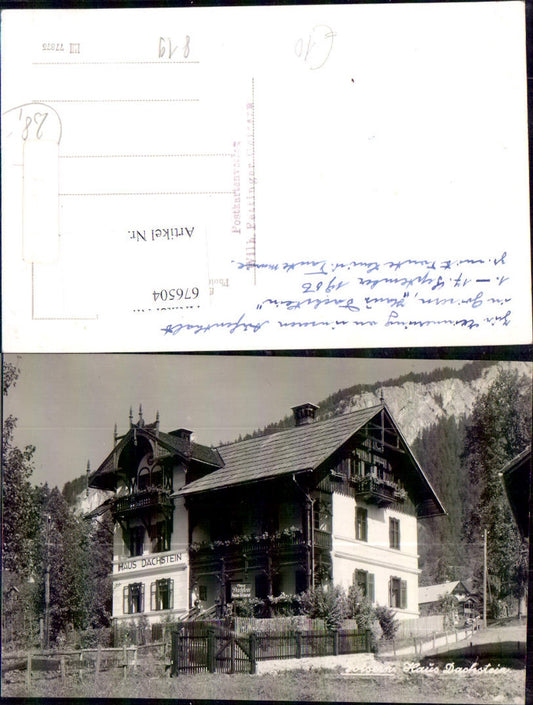 676504, rare photo postcard Goisern Haus Pension Dachstein