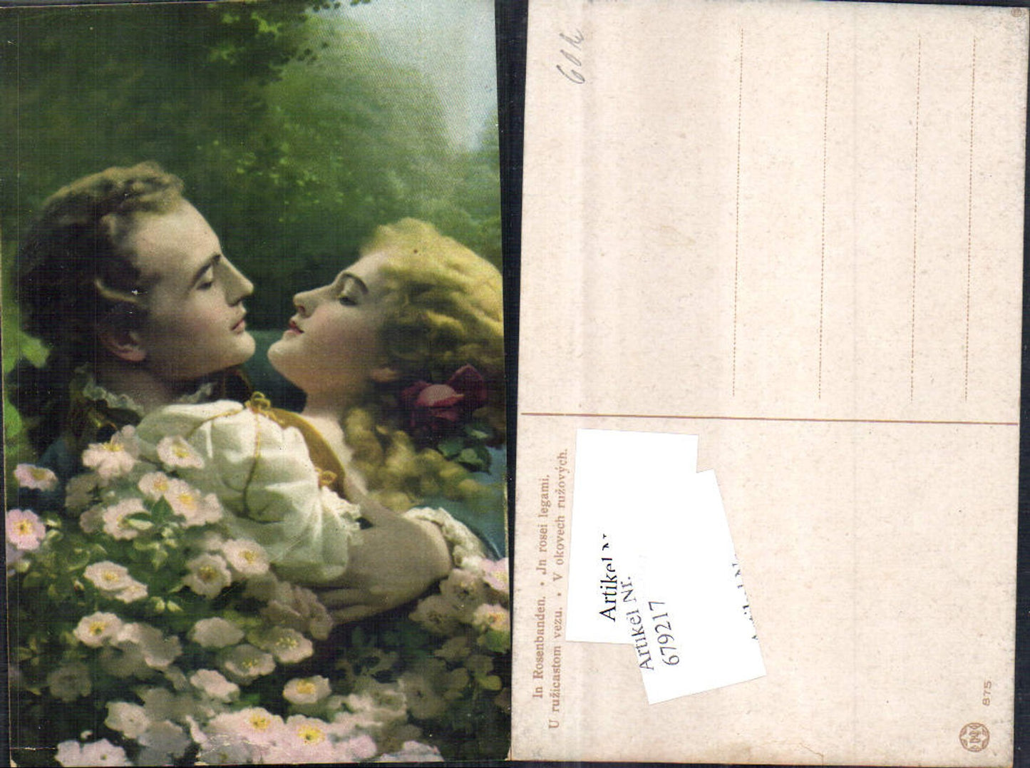 679217 Künstler AK Liebe Paar Rosenbanden
