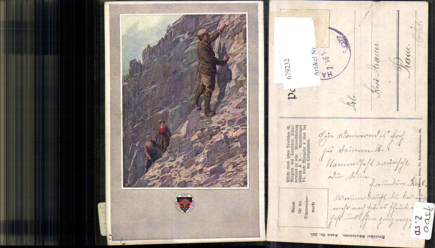 679232 Künstler AK Deutscher Schulverein 345 Kletterer Bergsteiger n. Pram