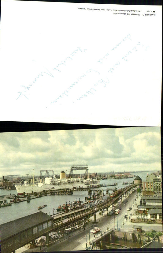 680754 Giant AK 22X20cm Hamburg Harbor Vorsetzen Overseas Bridge Ship Ocean-going vessel
