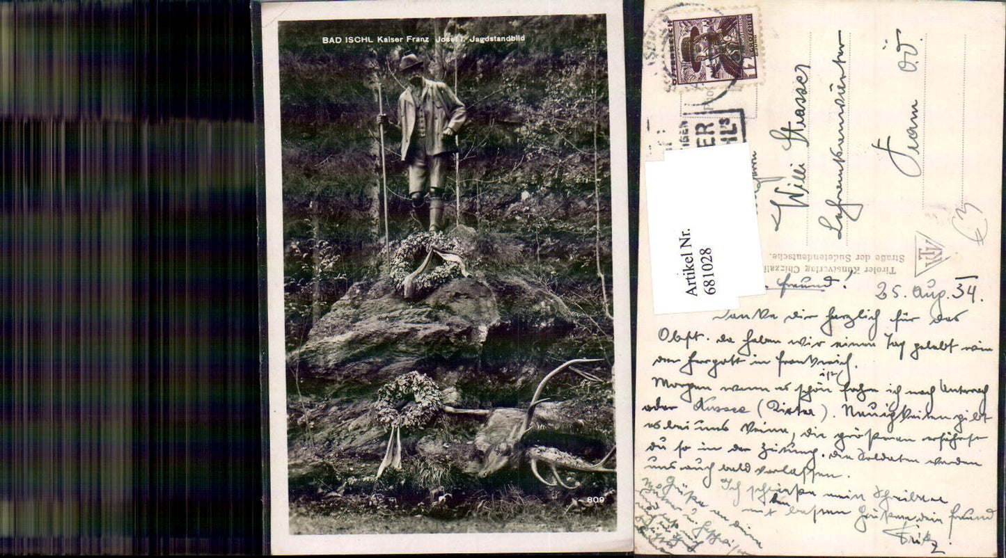 681028 Bad Ischl Emperor Franz Joseph Hunting Statue near Pram
