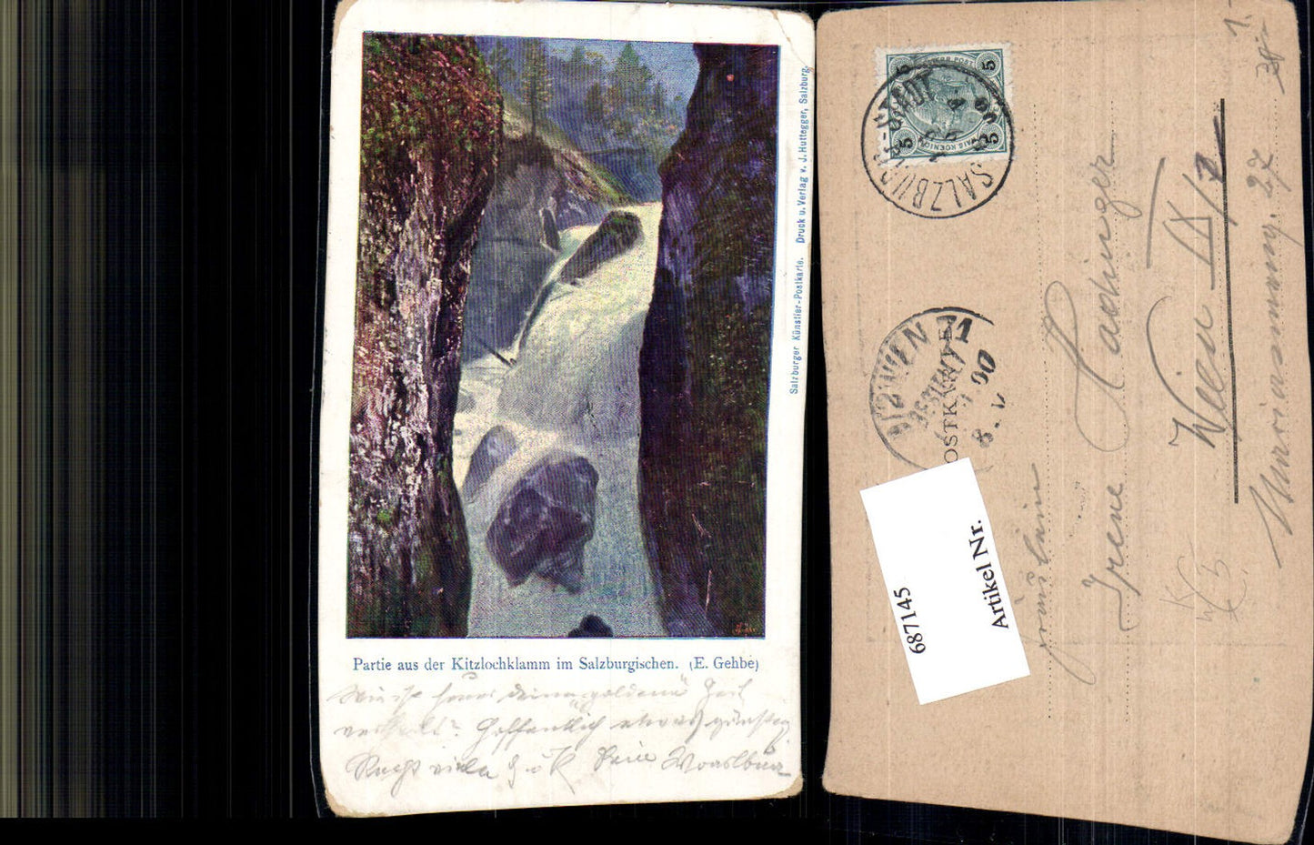 687145 Artist AK E. Gehbe Kitzlochklamm Taxenbach Rauris