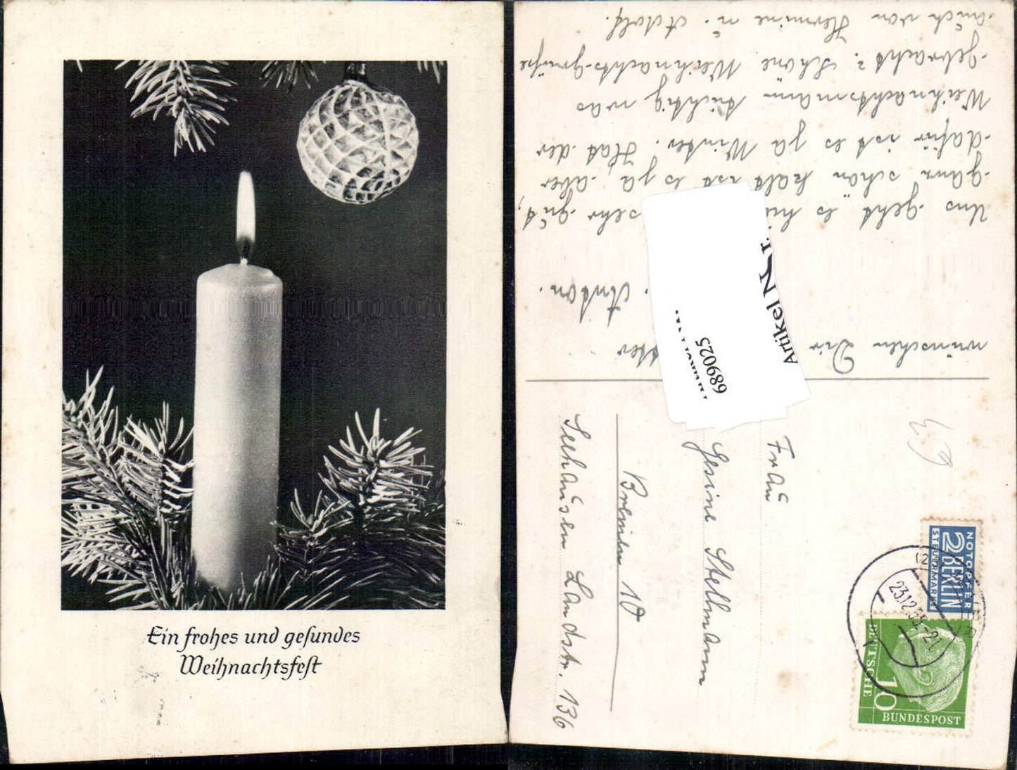 689025 Christmas candle fir branch