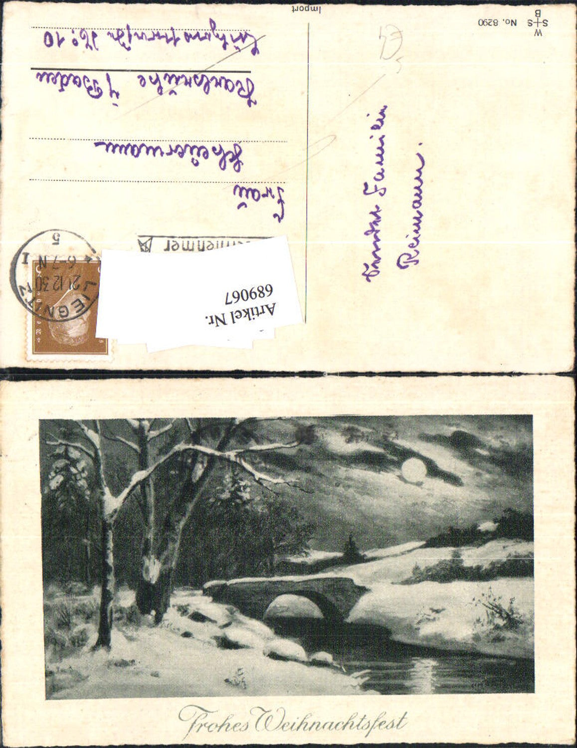 689067 Christmas Moon Snow Bridge Landscape