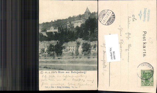 690738 Greetings from Zwingenberg 1903 pub König 742 
