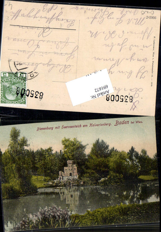 691672 Baden near Vienna Bienenburg Seerosenteich Calvarienberg pub Ledermann 9903 C 