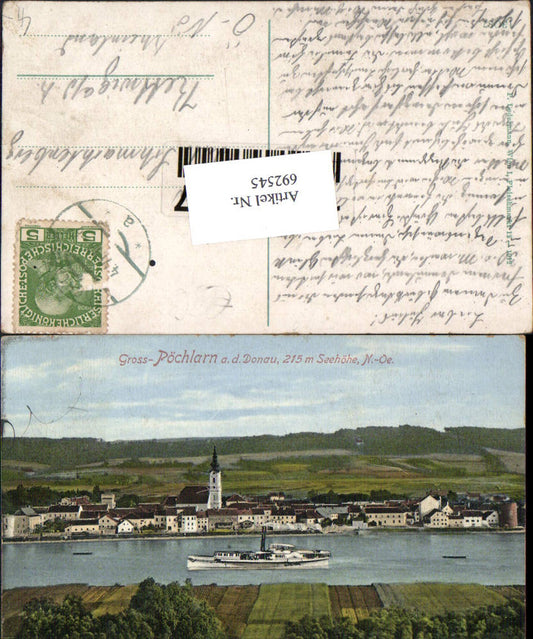 692545 Gross Pöchlarn on the Danube Steamer 1912 pub Ledermann 13087