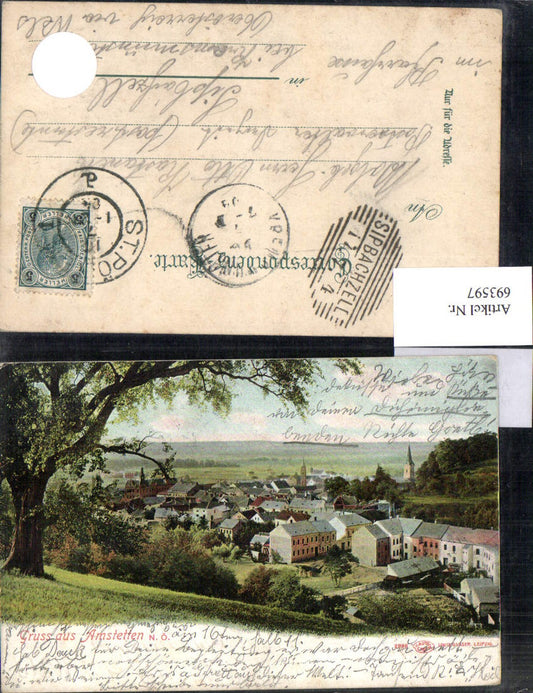 693597 Greetings from Amstetten, partial view of Sipbachzell station, Kremsmünster, 1904 
