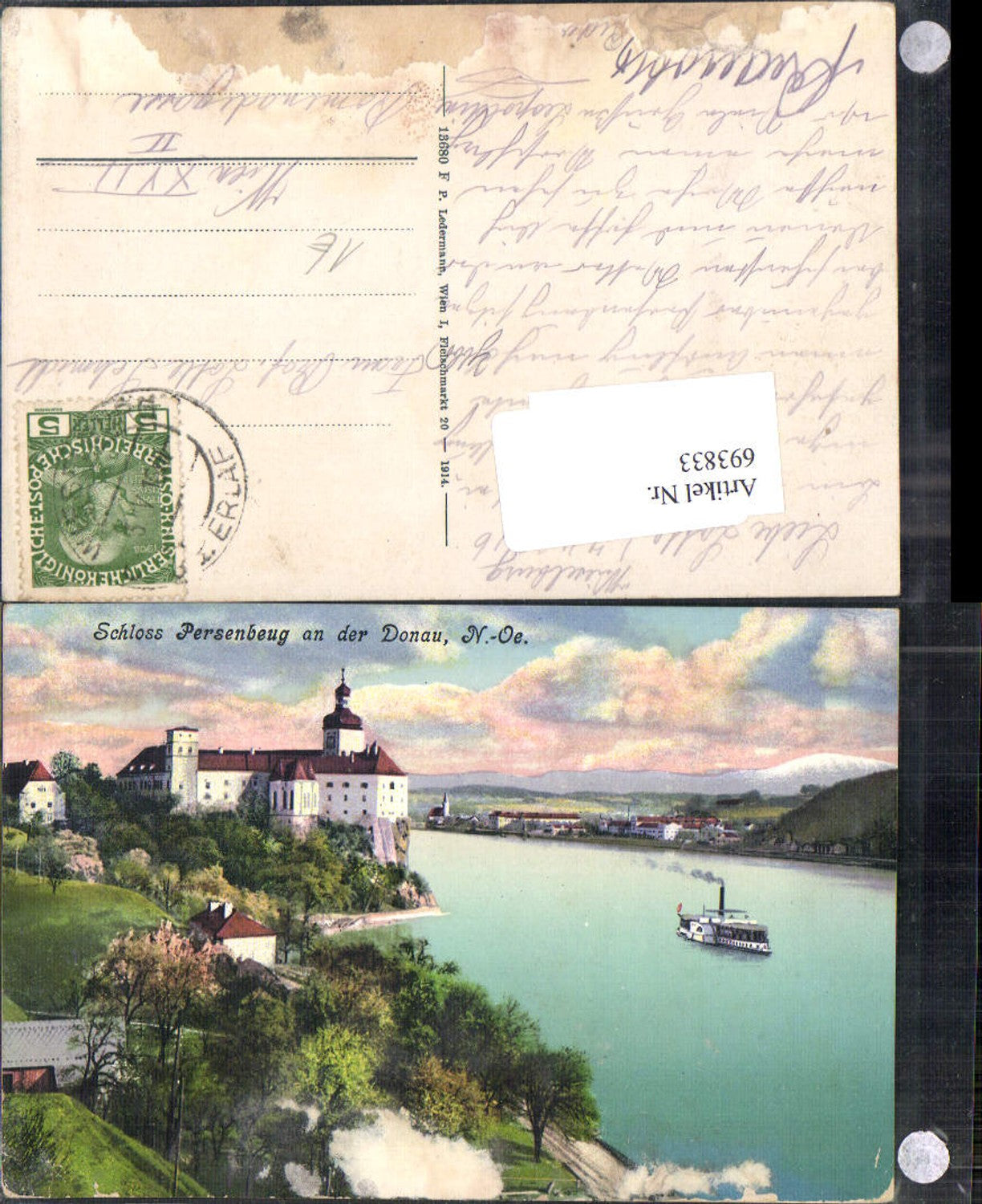 693833 Persenbeug Castle on the Danube with Ybbs steamer