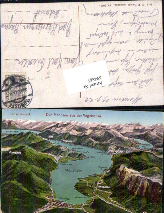 694885 Vogelschau Mondsee Plomberg Bichl Scharfling St. Gilgen Wolfgangsee Brandt 1039c