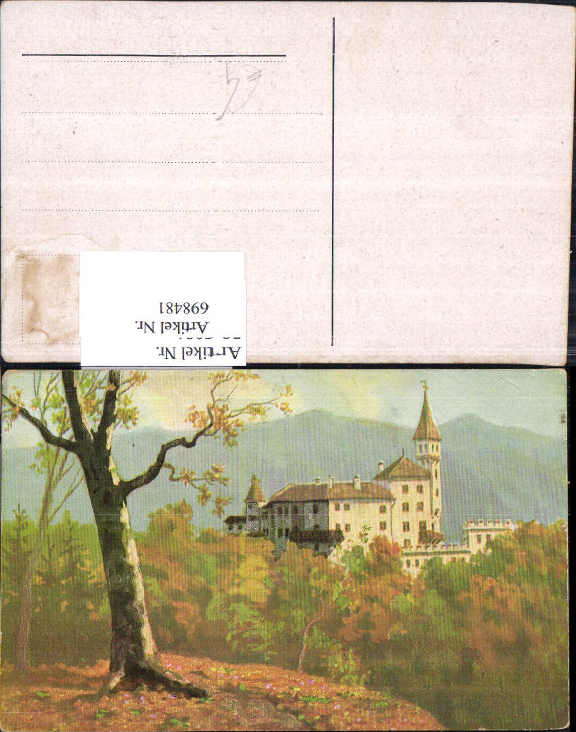 698481 Künstler AK Maecker Schloss Herbst Baum