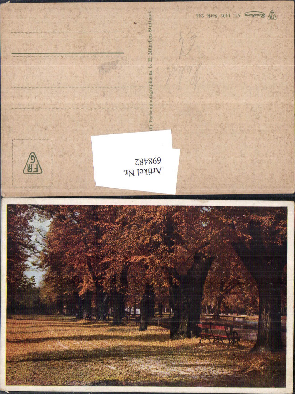 698482 Künstler AK Park Parklandschaft Herbst