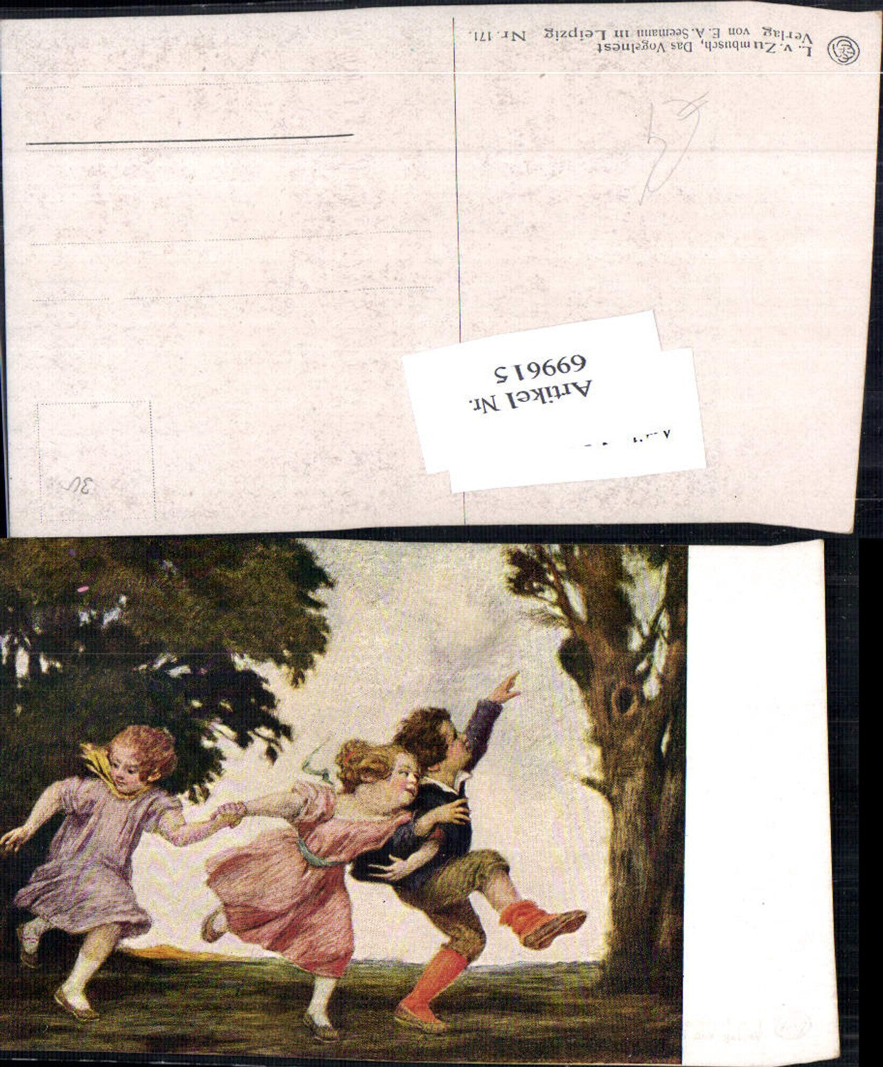 699615 Künstler AK Ludwig v. Zumbusch Das Vogelnest Kinder