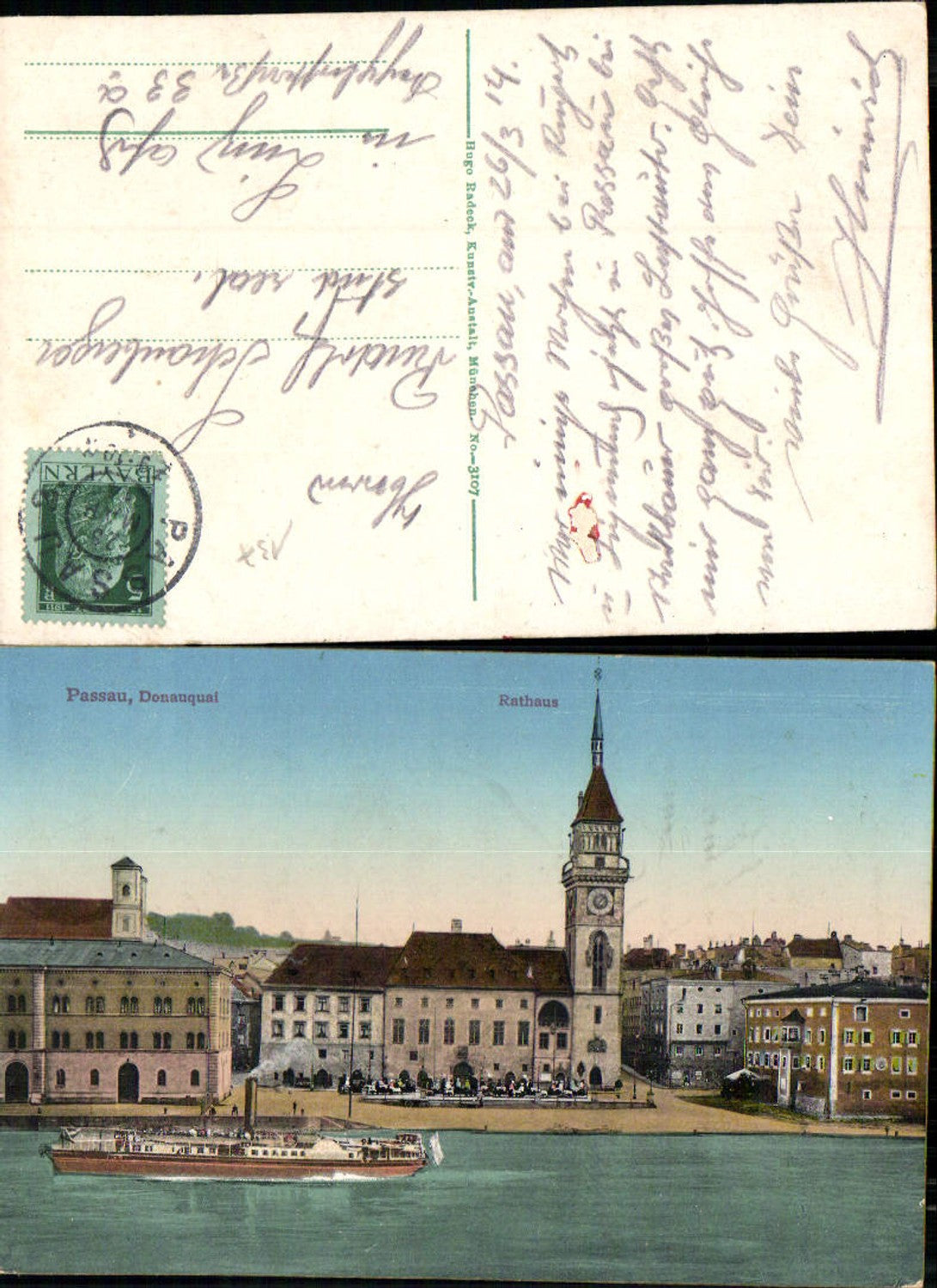 700758 Passau Donauquai Dampfer Rathaus