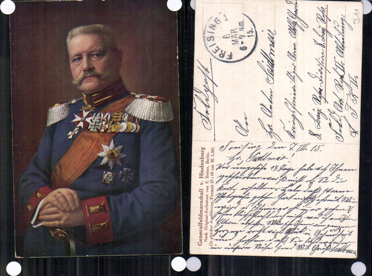 702454 Artist AK Field Marshal Hindenburg n. E. Bieber Field Post Freising