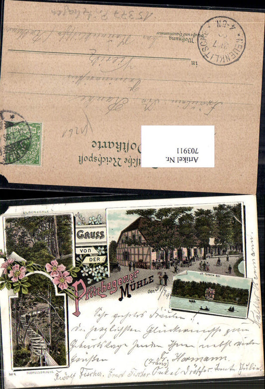 Lithograph Greetings from Pritzhagener Mühle Oberbarnim Stp. Neuenklitsche Vieritz