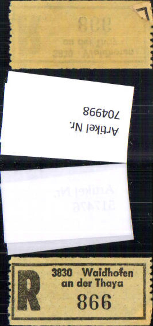 704998 Registration slip Reko slip R-slip Waidhofen an der Thaya