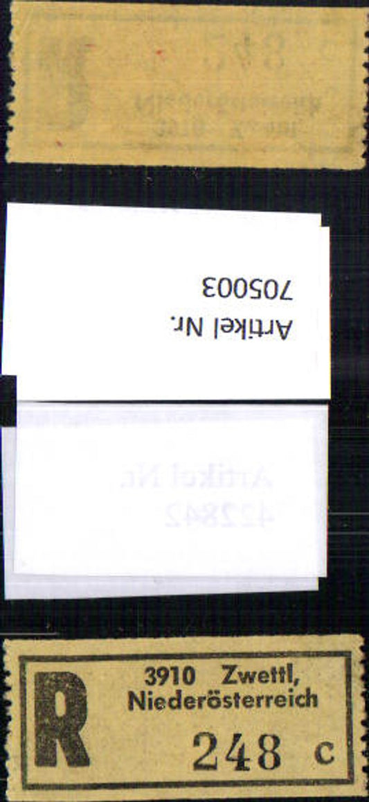 705003 Registration slip, Reko slip, R slip, Zwettl, Lower Austria