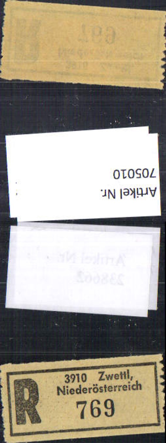 705010 Einschreibezettel Rekozettel R-Zettel Zwettl