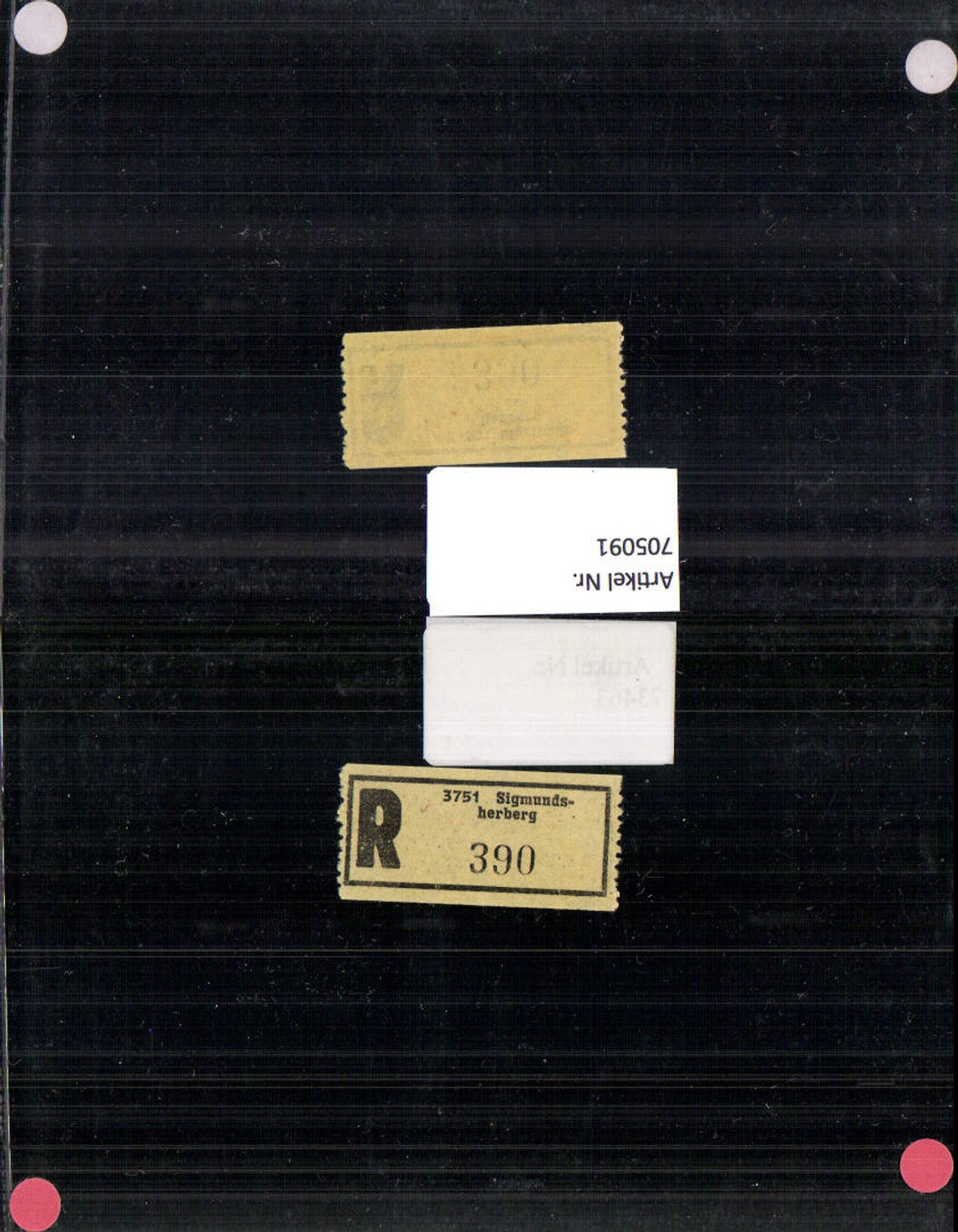 705091 Einschreibezettel Rekozettel R-Zettel Sigmundsherberg