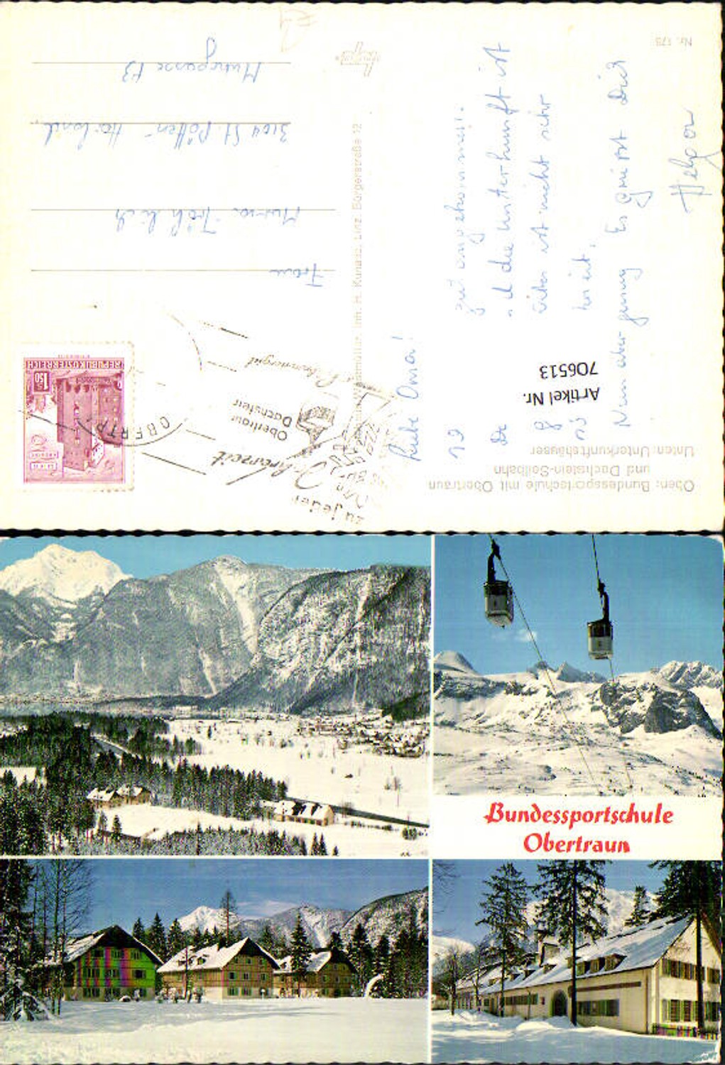 706513 Mehrbild AK Bundessportschule Obertraun Seilbahn Gondel Winteransicht