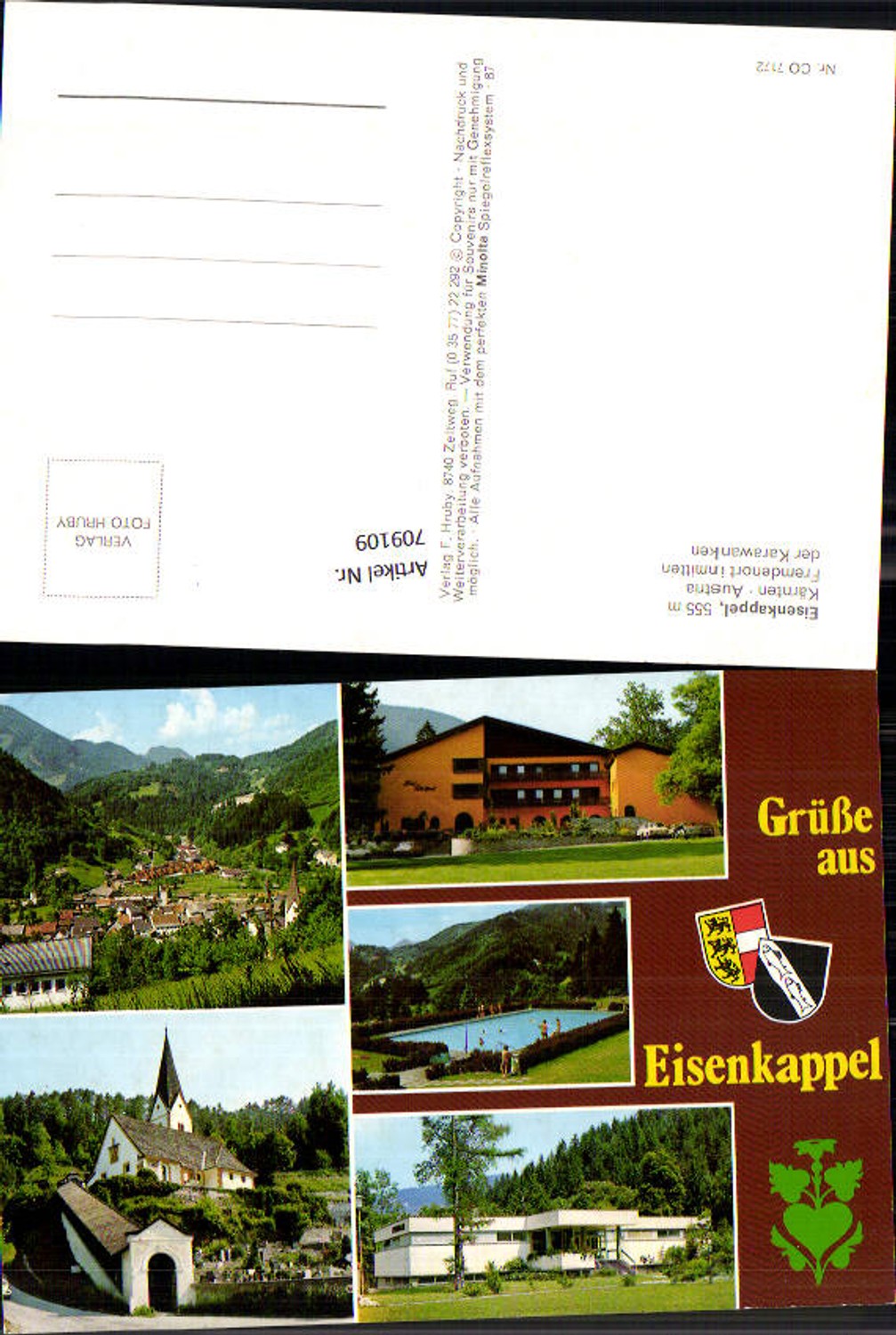 709109 Mehrbild AK Eisenkappel mit Karawanken Kirche Freibad