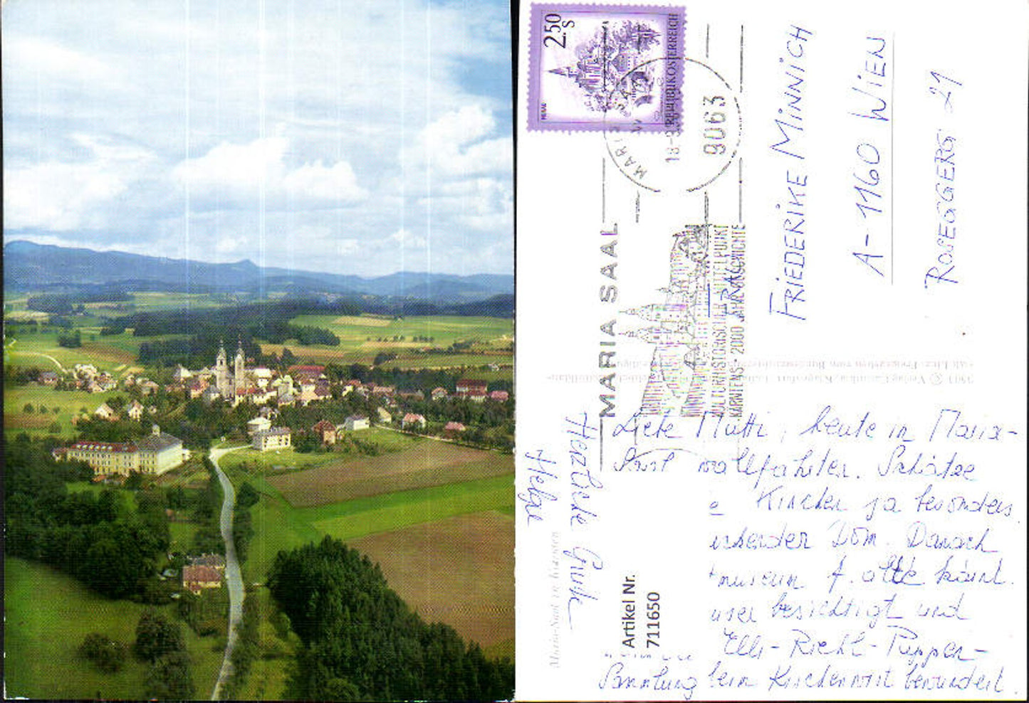 711650 Aerial view of Maria Saal in Carinthia, general view including pilgrimage church