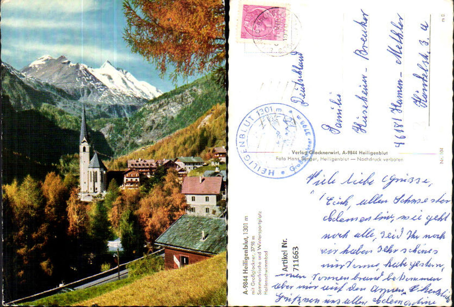 711663 Heiligenblut with Großglockner Church and Großglockner view