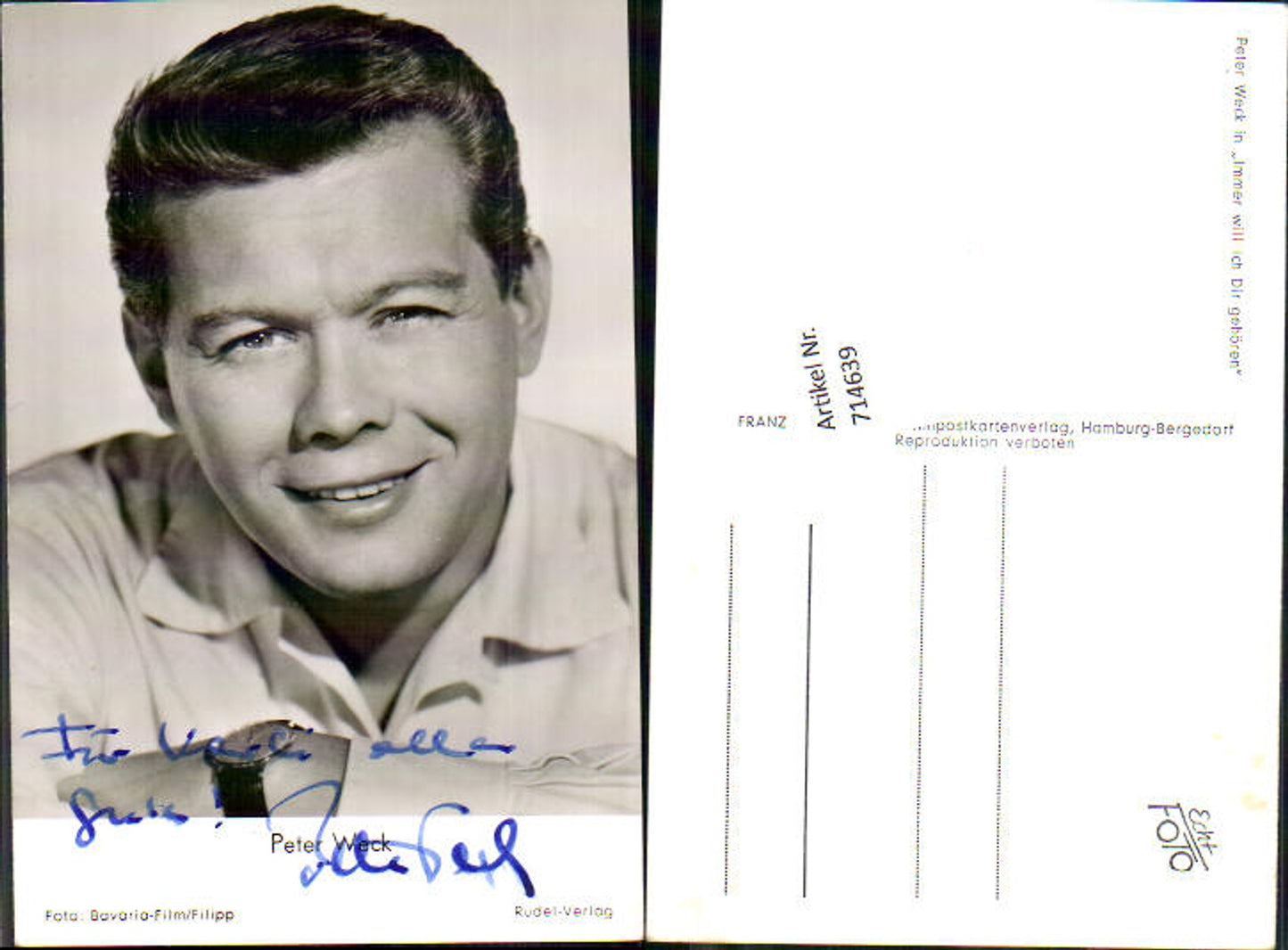 714639 Peter Weck original signed autograph card Rüdel Verlag